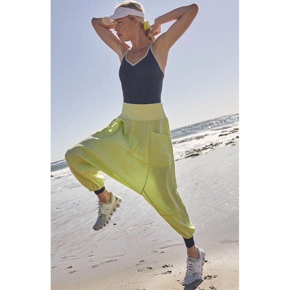 Free People Neon Yellow Harem Track Pants